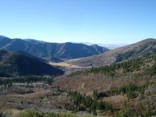 The view west along Cub River valley from German Dugway